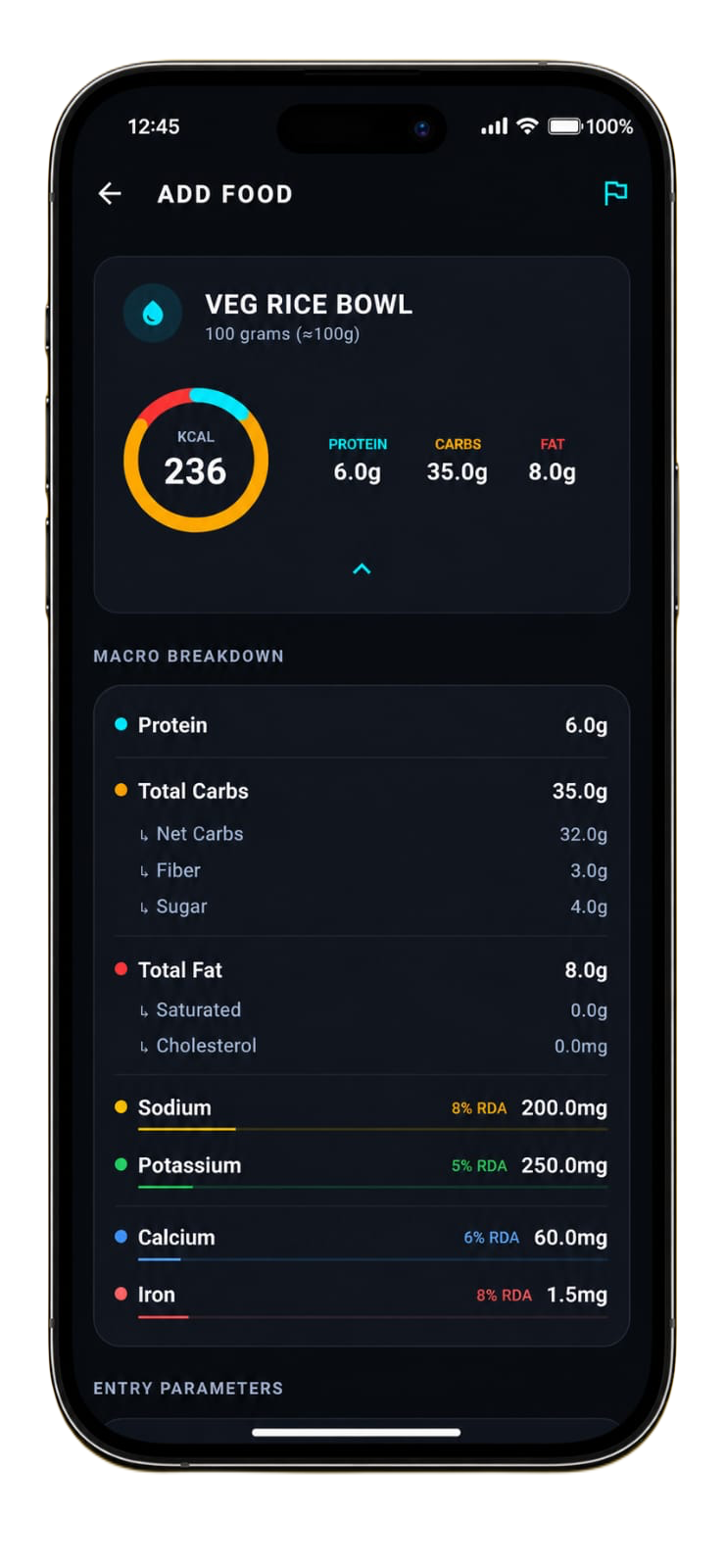 Nutrition Tracking Mockup